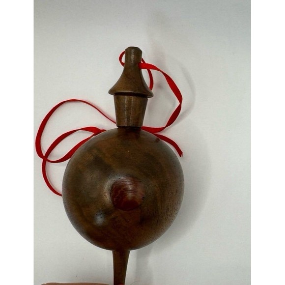 Vintage Handmade Lot of 6 Christmas Ornaments MCM Wooden Hollow Globe Finial - Picture 12 of 12